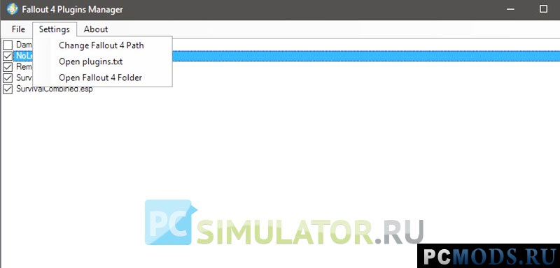 Plugins Manager 1.2 /    Fallout 4