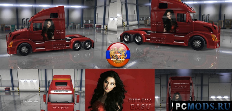 Скин девушка для Вольво 670,версии 1.4.1 для Euro Truck Simulator 2