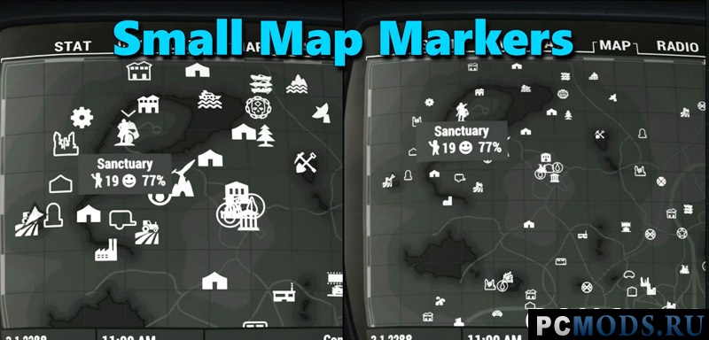 Маленькие маркеры на карте для Fallout 4