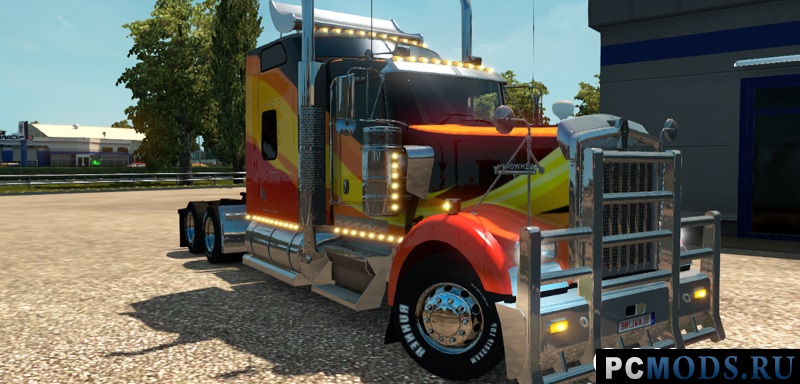 Skin Black and orange Kenworth W900  Euro Truck Simulator 2
