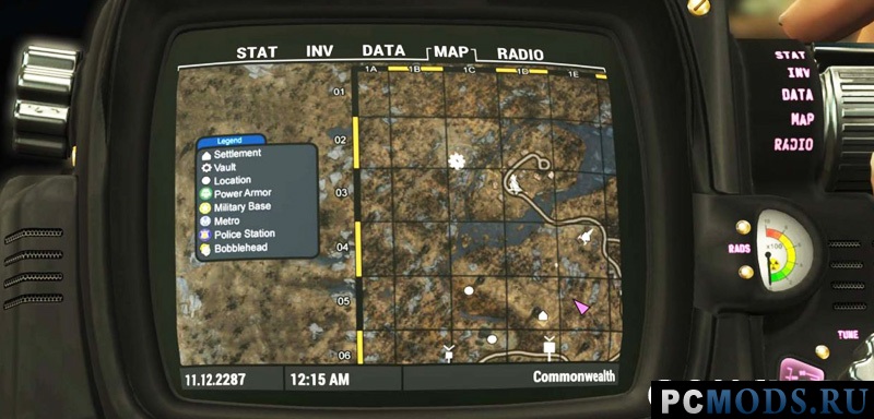 Цветная карта мира с дорогами v1.3 для Fallout 4