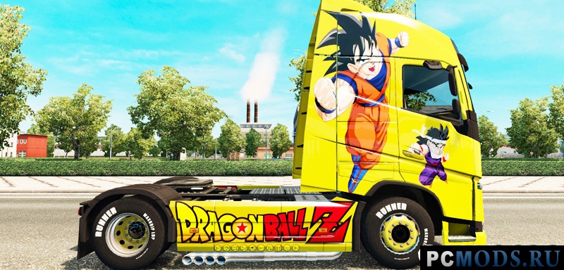 Скин Dragon Ball Z на тягач Volvo для Euro Truck Simulator 2
